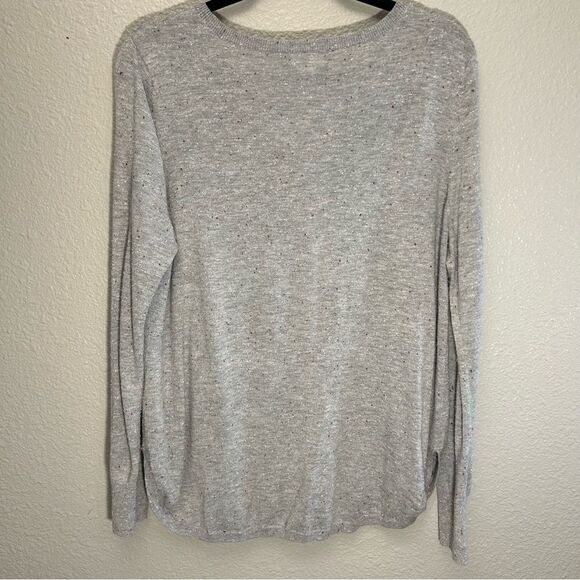 Caslon V-Neck Sweater Size Large Grey White & Purple Speckles Alpaca/Wool Blend - Picture 12 of 16